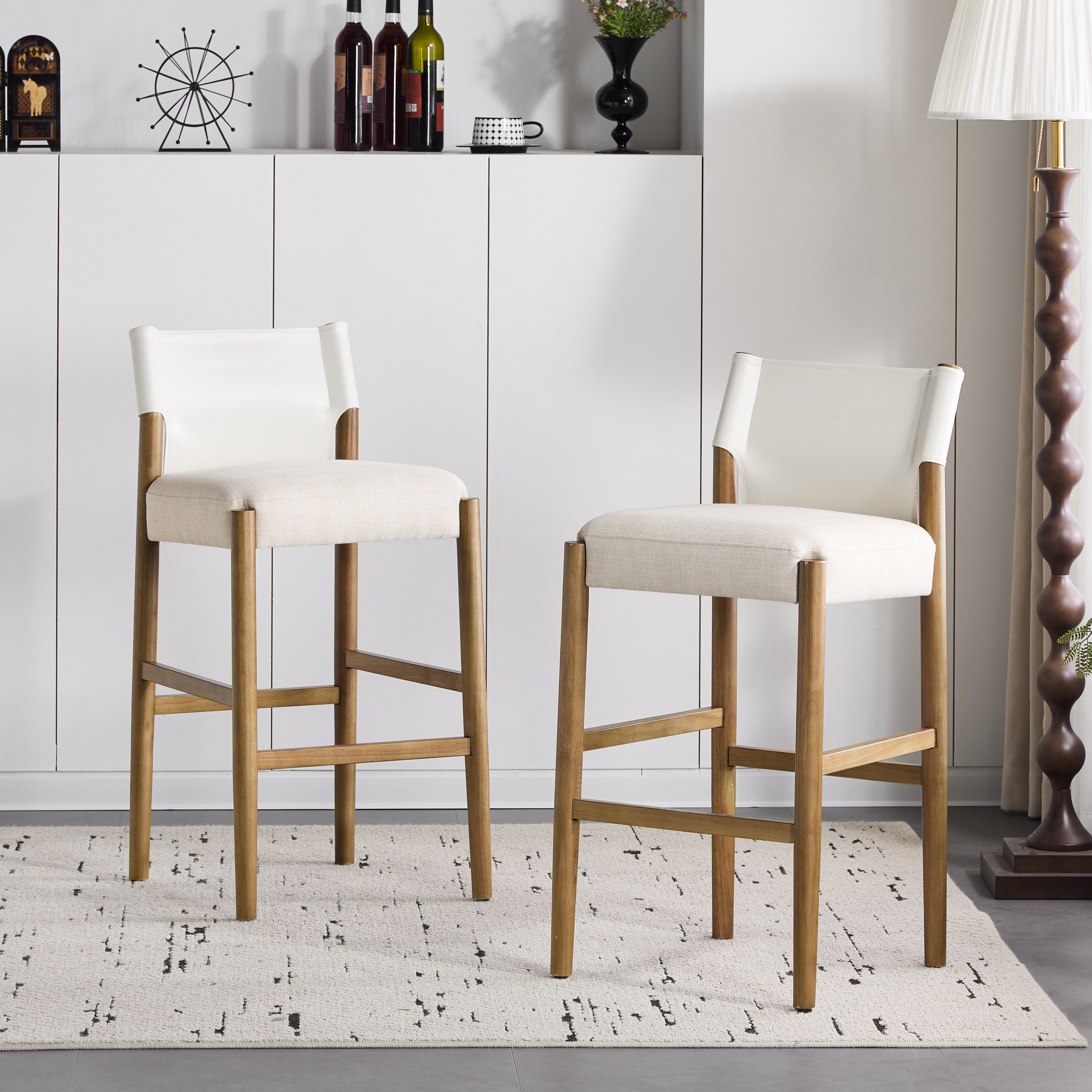 Wood Bar Stool With Cushion