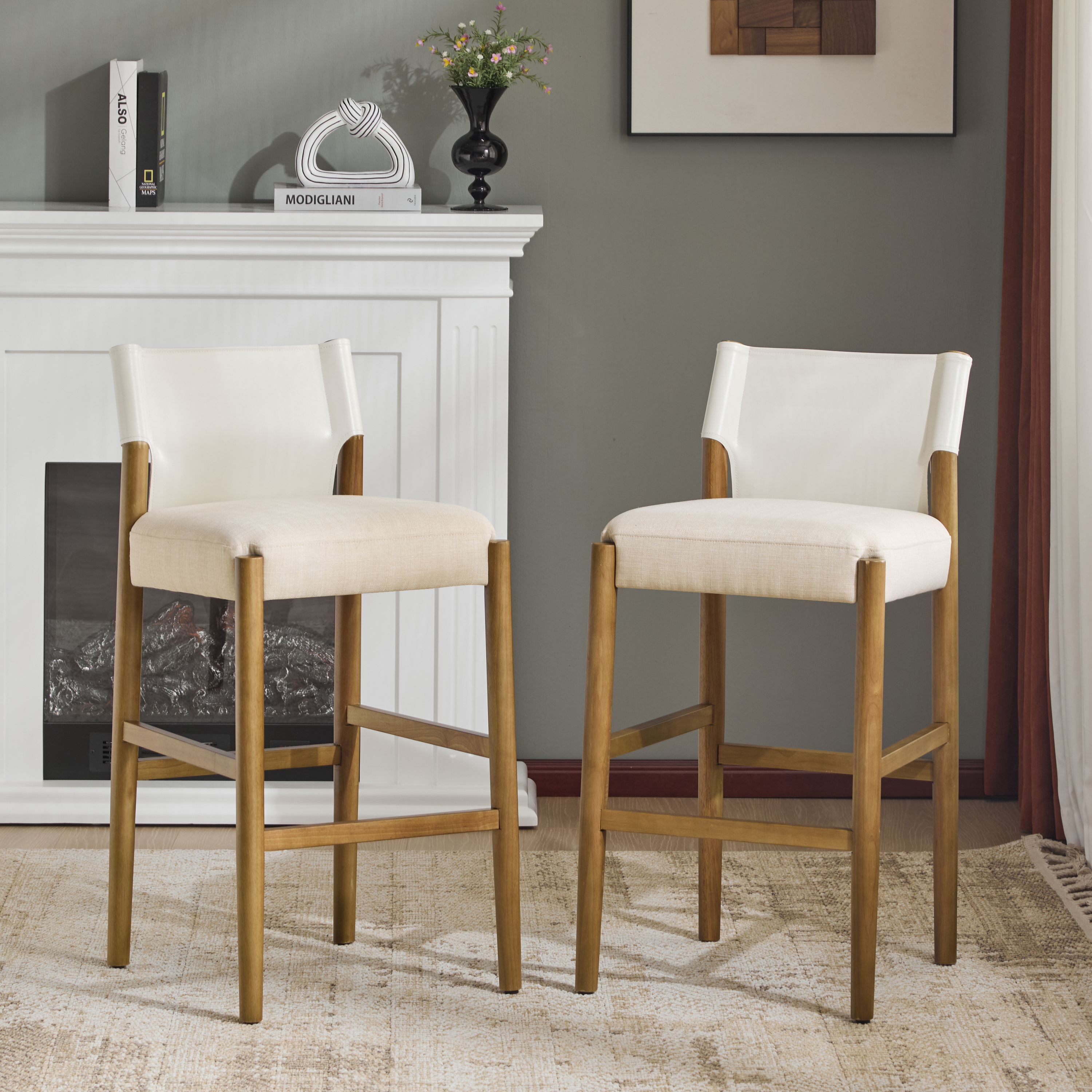 Wood Bar Stool With Cushion