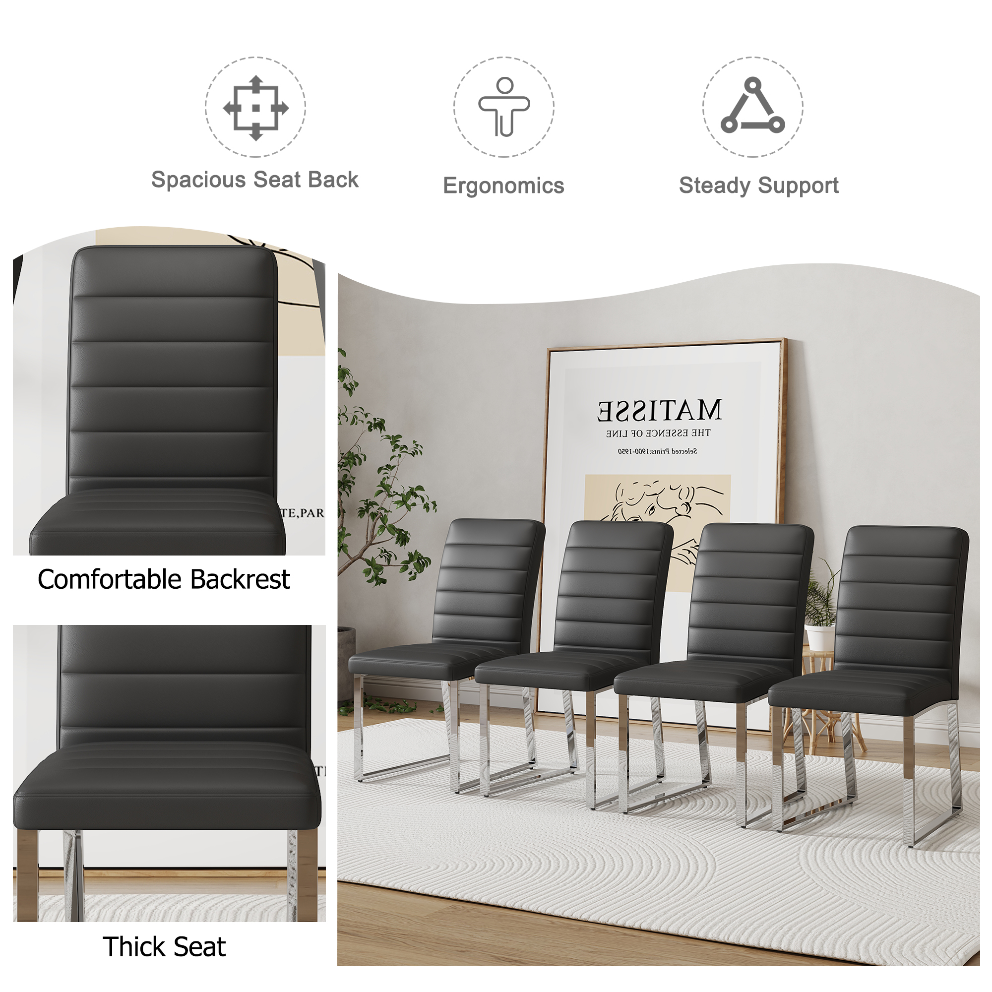 Heavy-duty Chairs Set Iron Frame