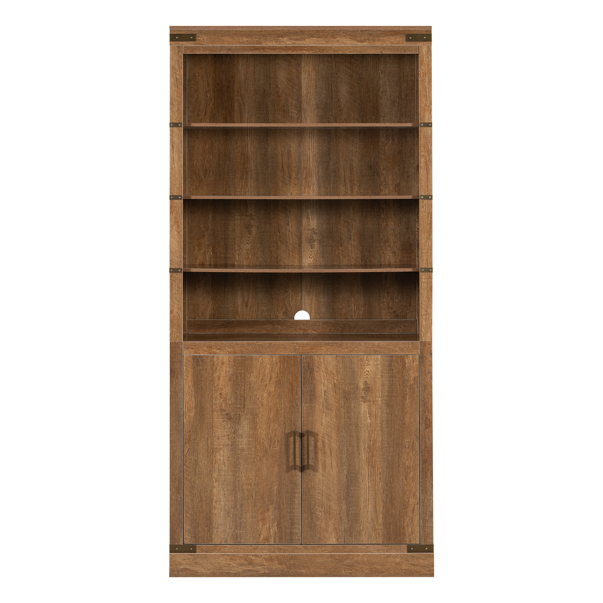 Modern Bookshelf With Doors Walnut