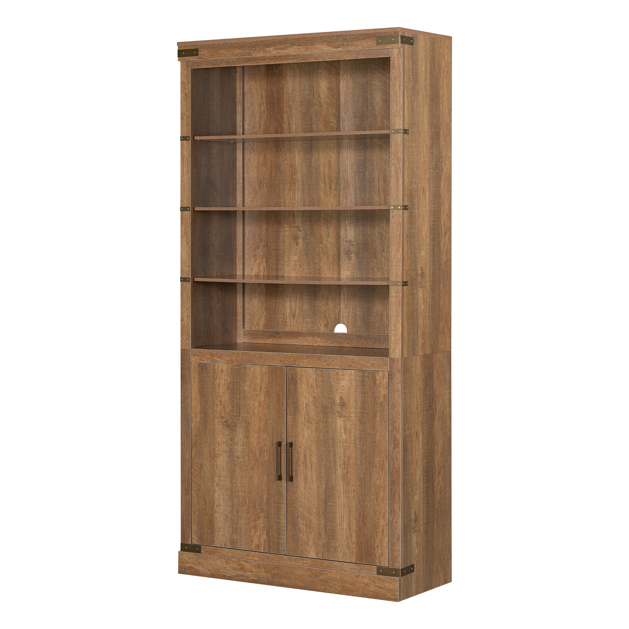 Modern Bookshelf With Doors Walnut