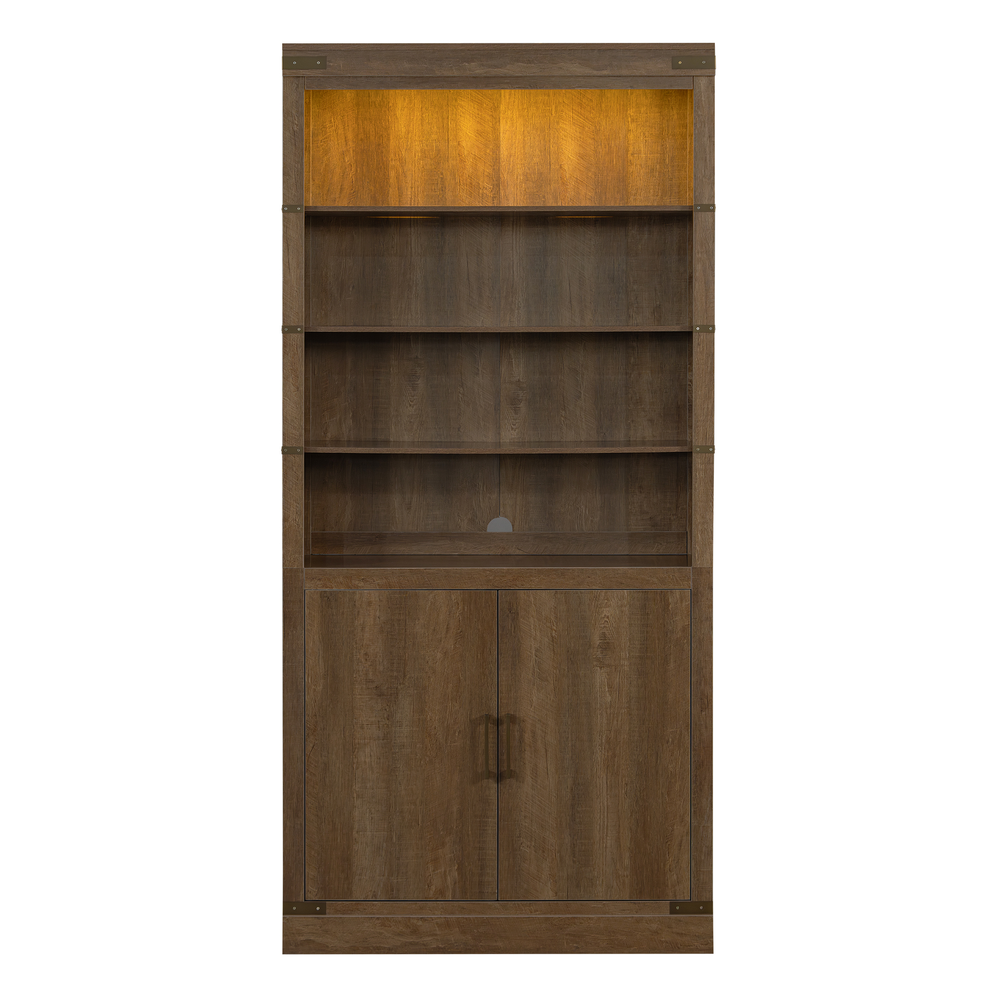 Modern Bookshelf With Doors Walnut