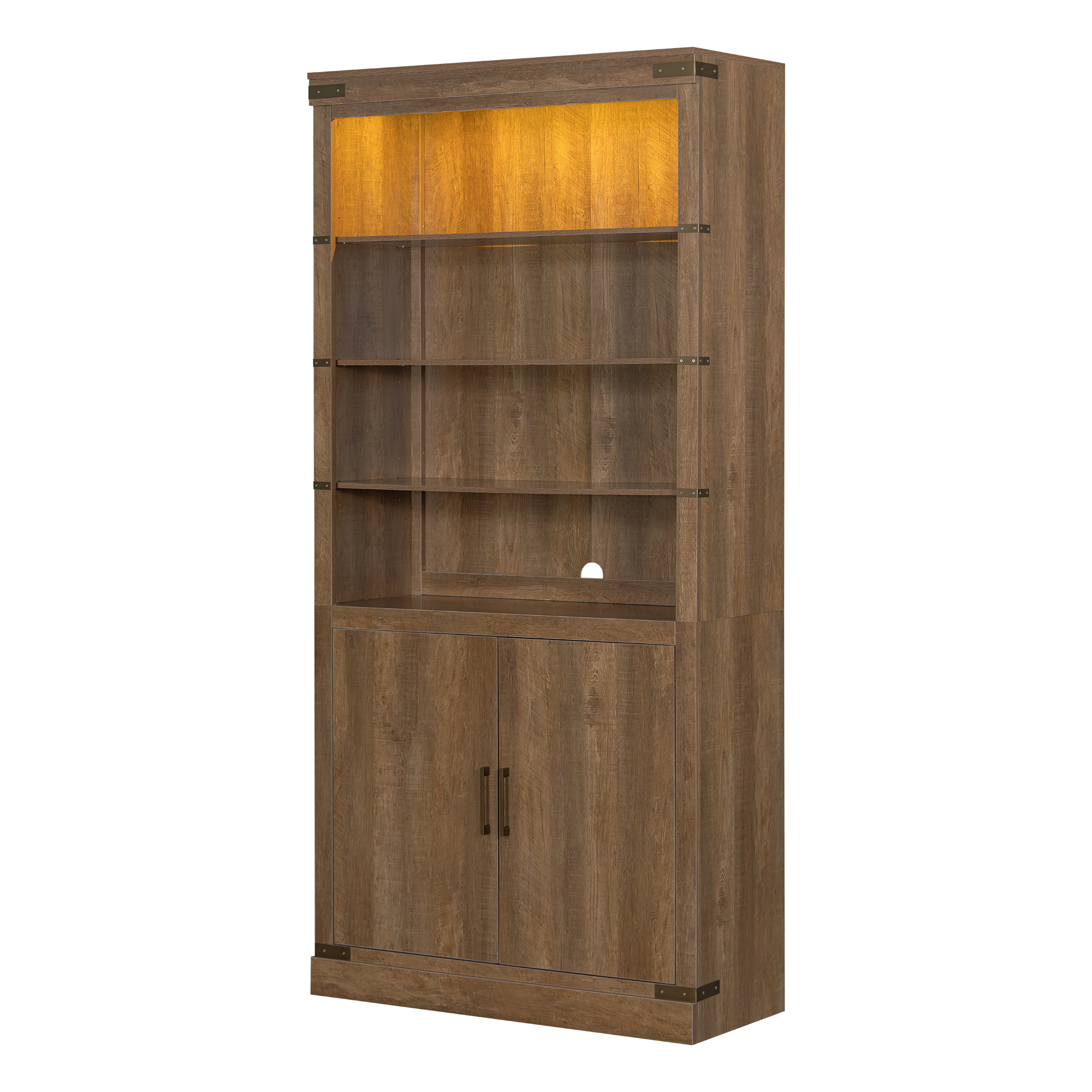 Modern Bookshelf With Doors Walnut