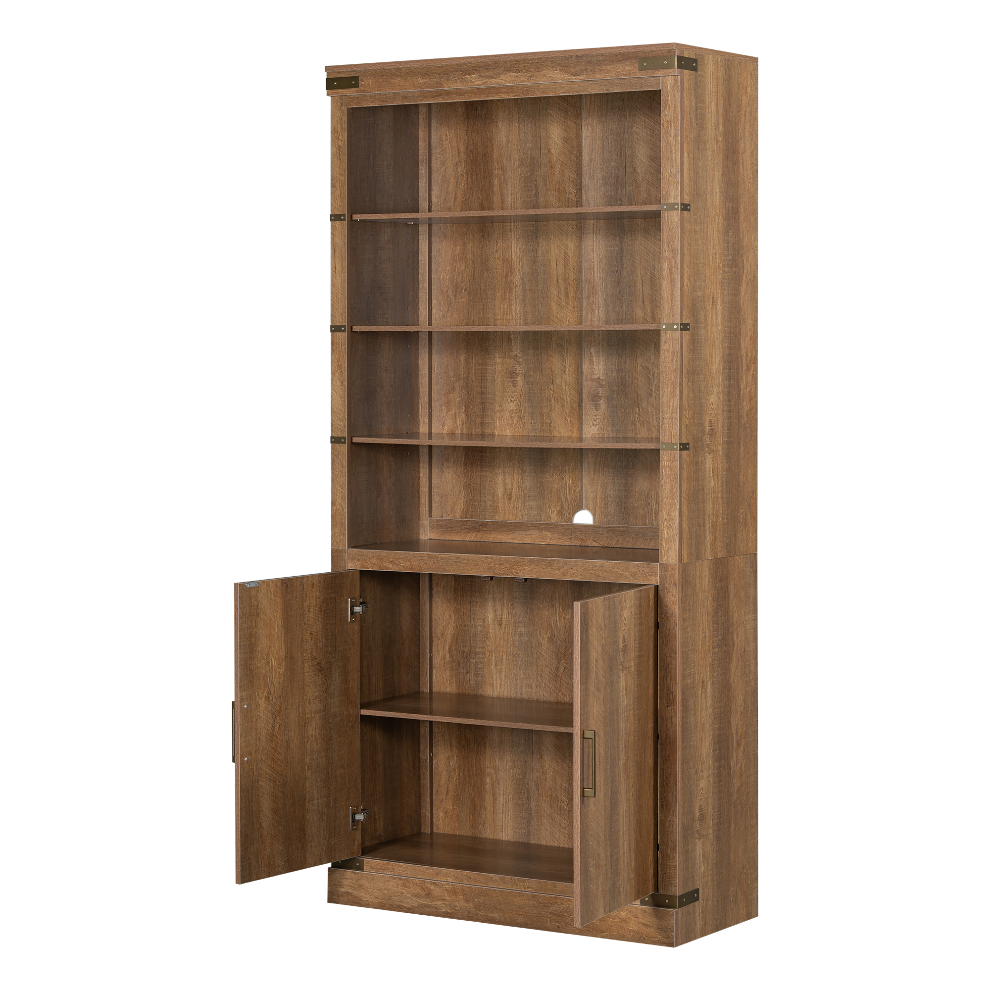 Modern Bookshelf With Doors Walnut