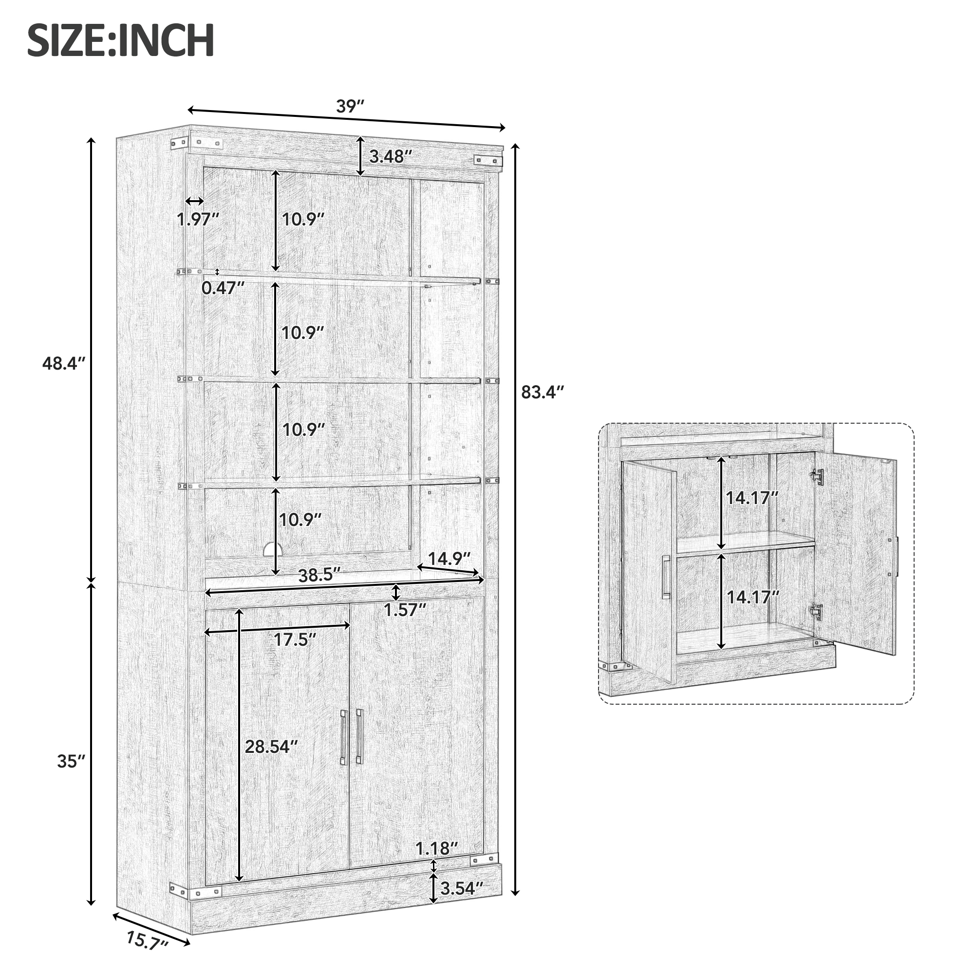 Modern Bookshelf With Doors Walnut