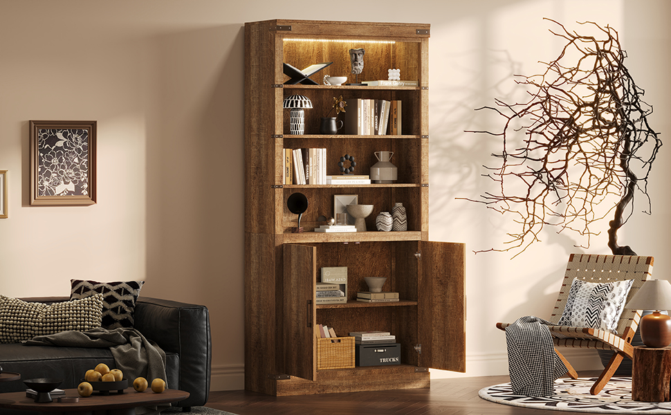 Modern Bookshelf With Doors Walnut