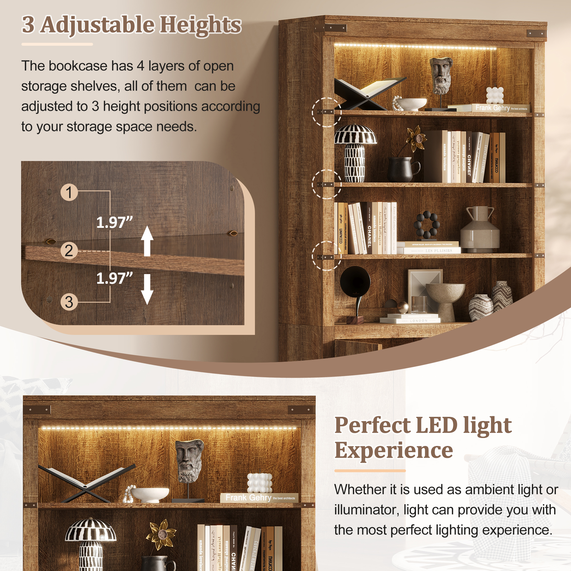 Modern Bookshelf With Doors Walnut