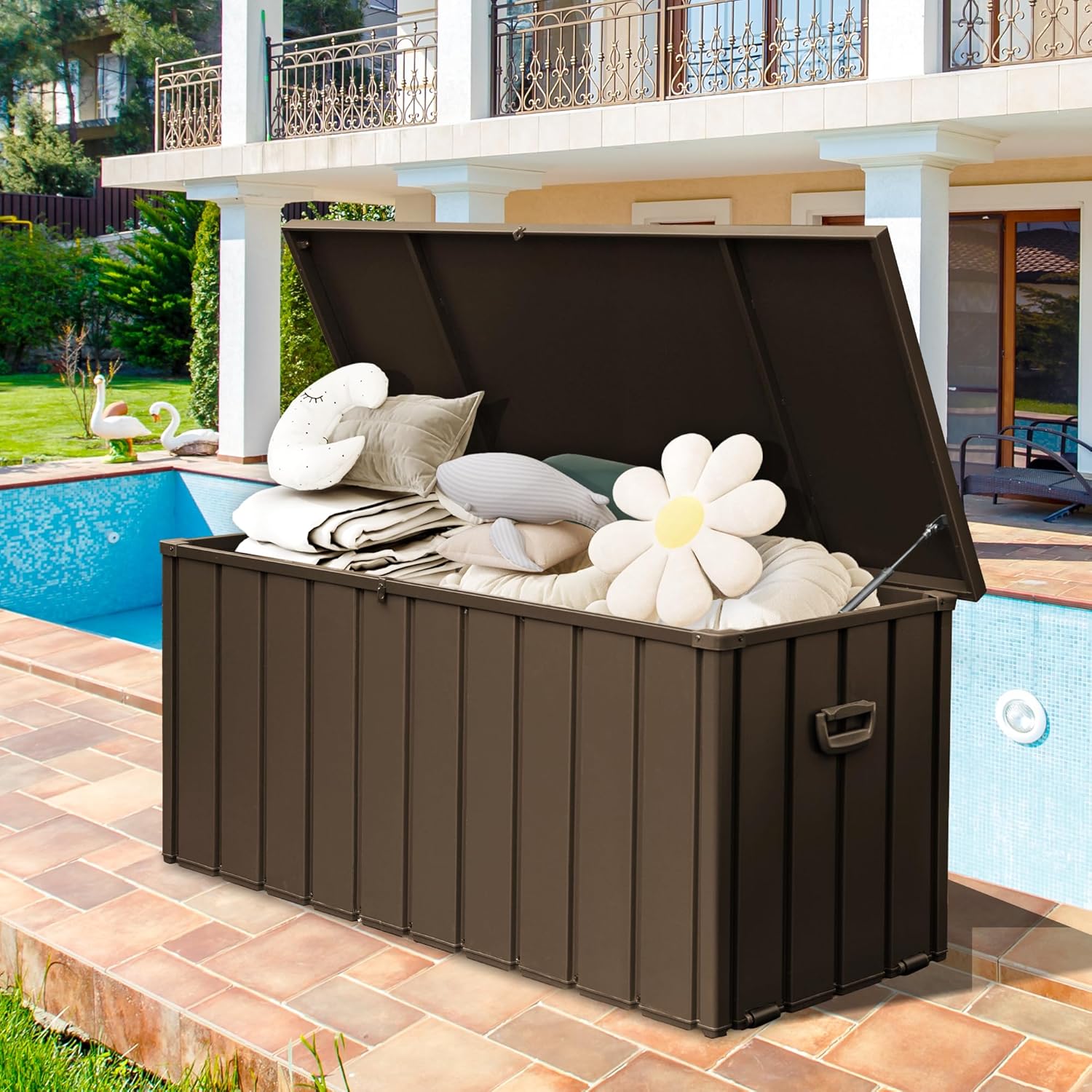Metal Deck Box, 190 Gallon Waterproof Storage
