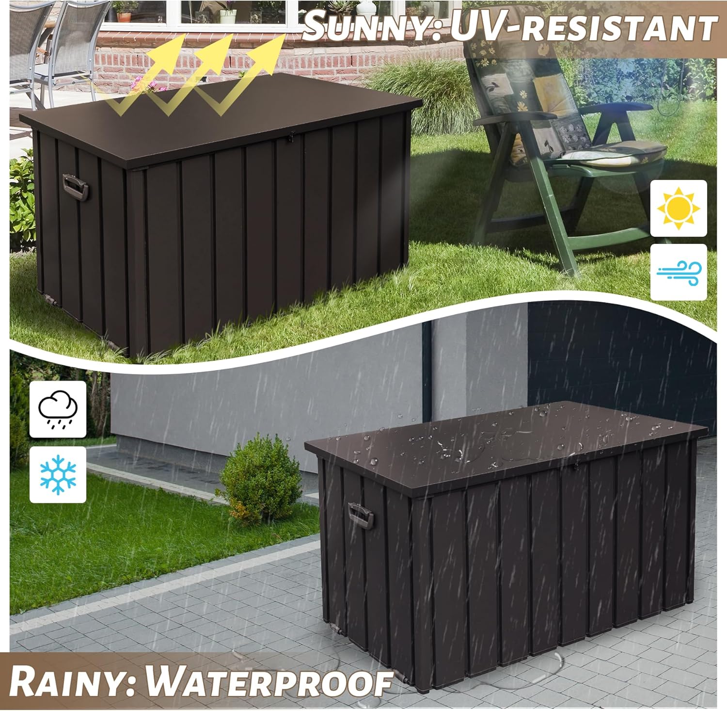 Metal Deck Box, 190 Gallon Waterproof Storage