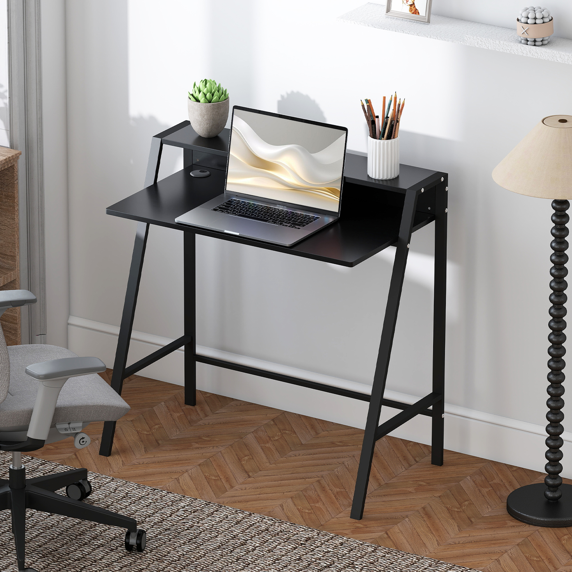 Modern Computer Desk Metal Frame Black