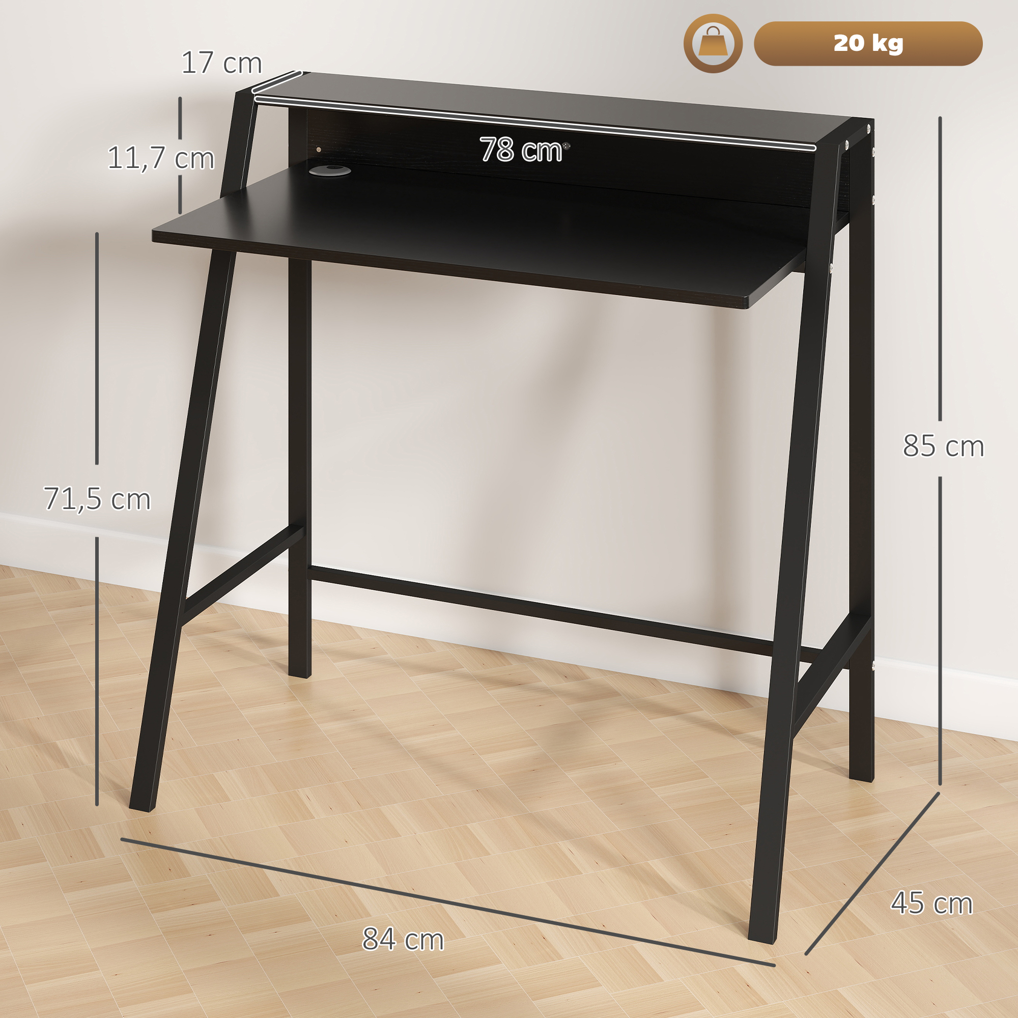 Modern Computer Desk Metal Frame Black