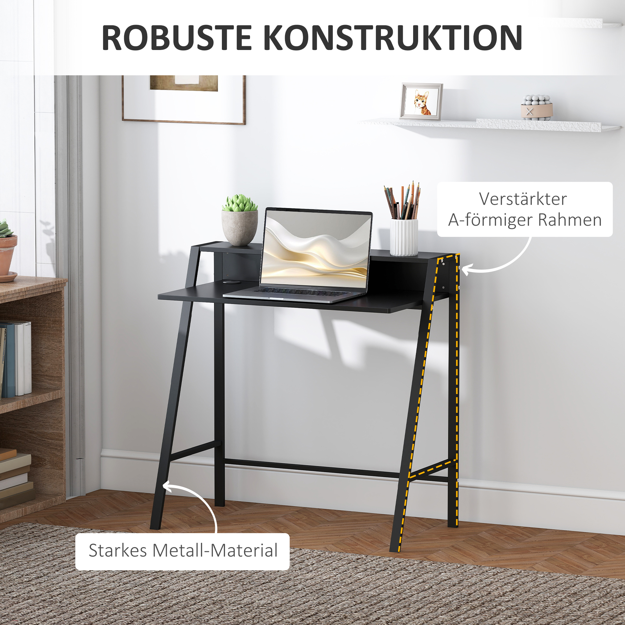 Modern Computer Desk Metal Frame Black