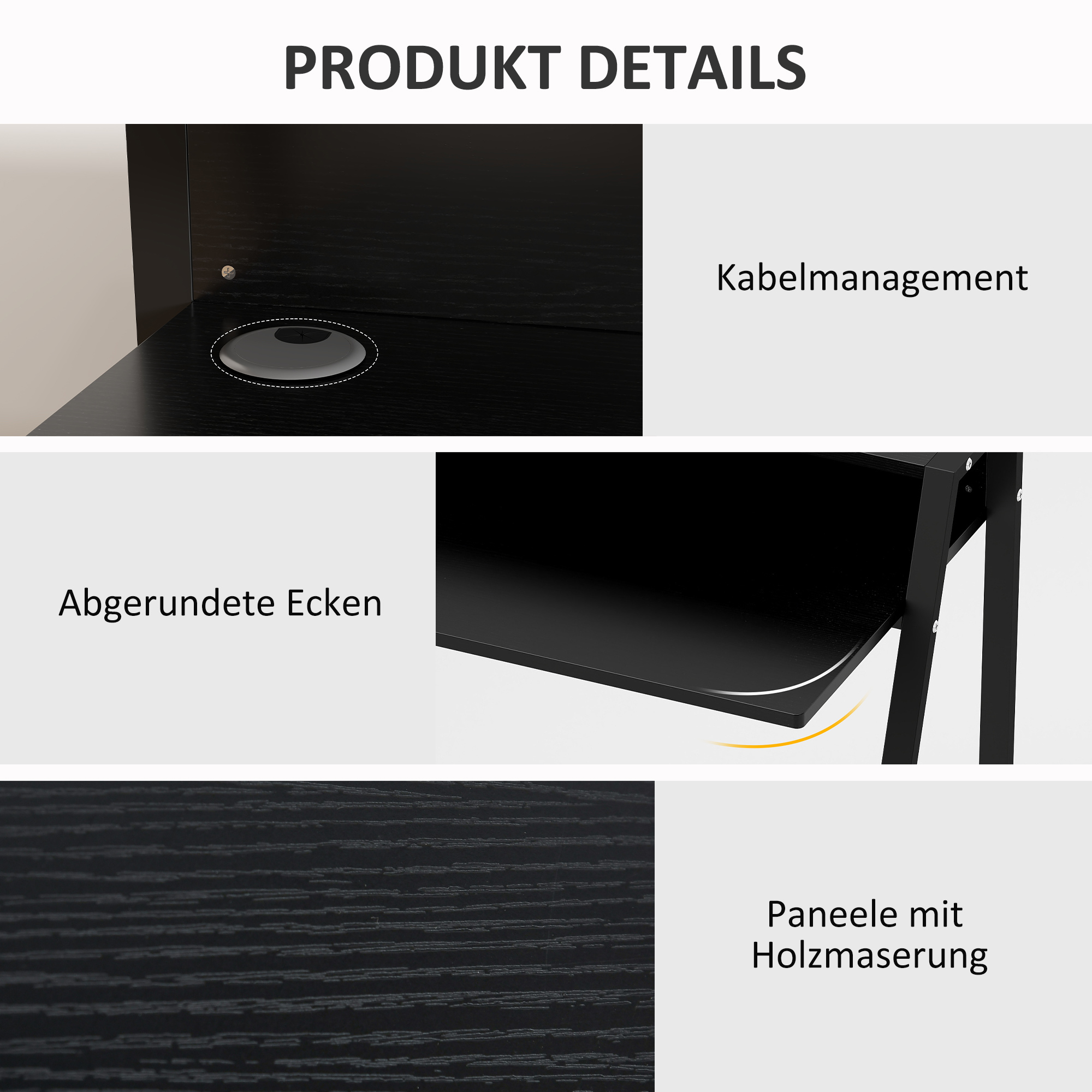 Modern Computer Desk Metal Frame Black