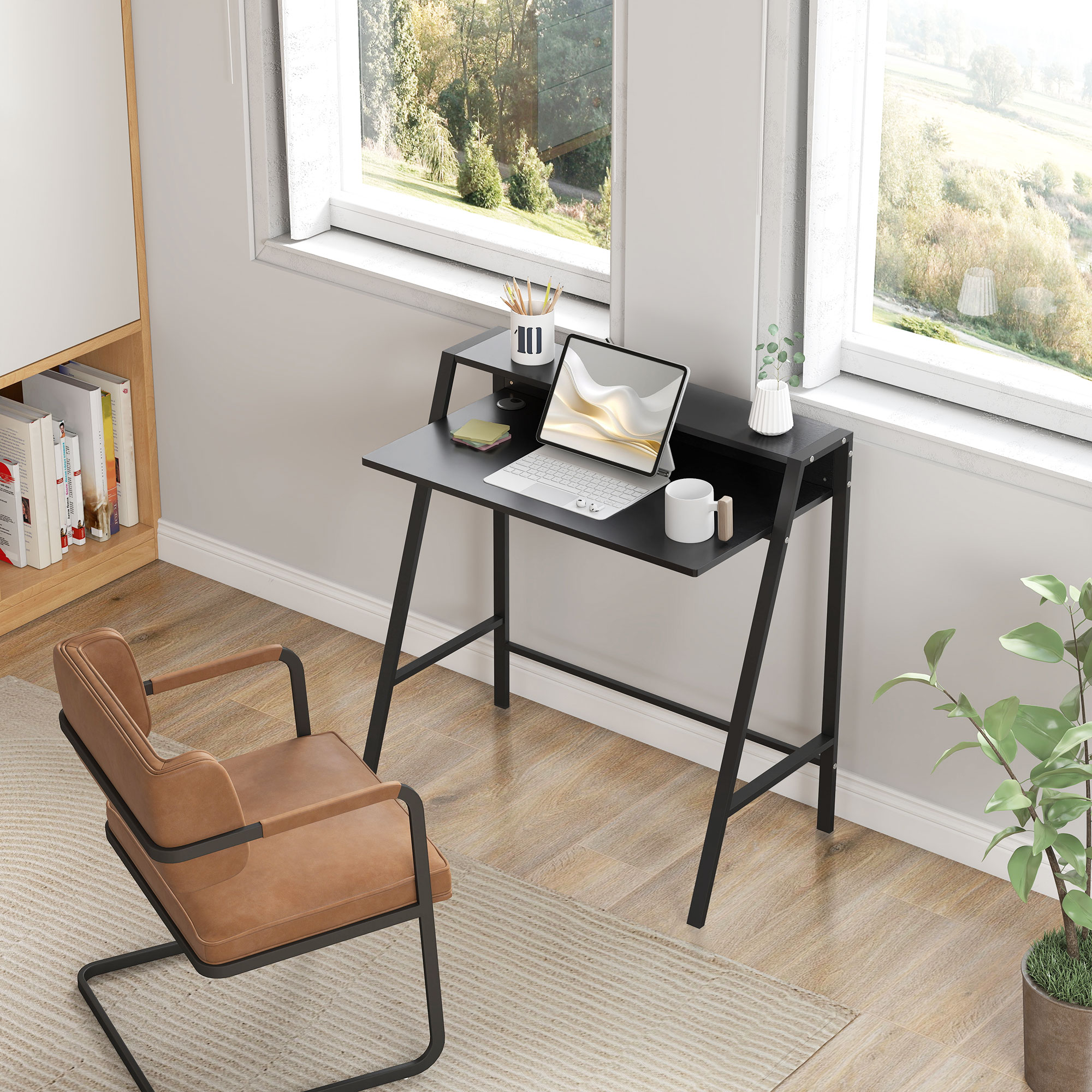 Modern Computer Desk Metal Frame Black